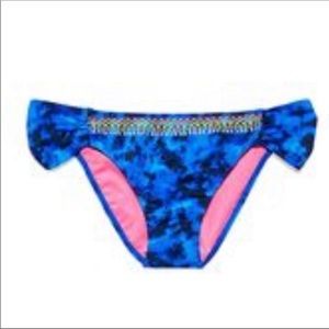 New Victoria’s Secret PINK Ruched Side Embroidered Bikini Swim Bottom XS Tie Dye